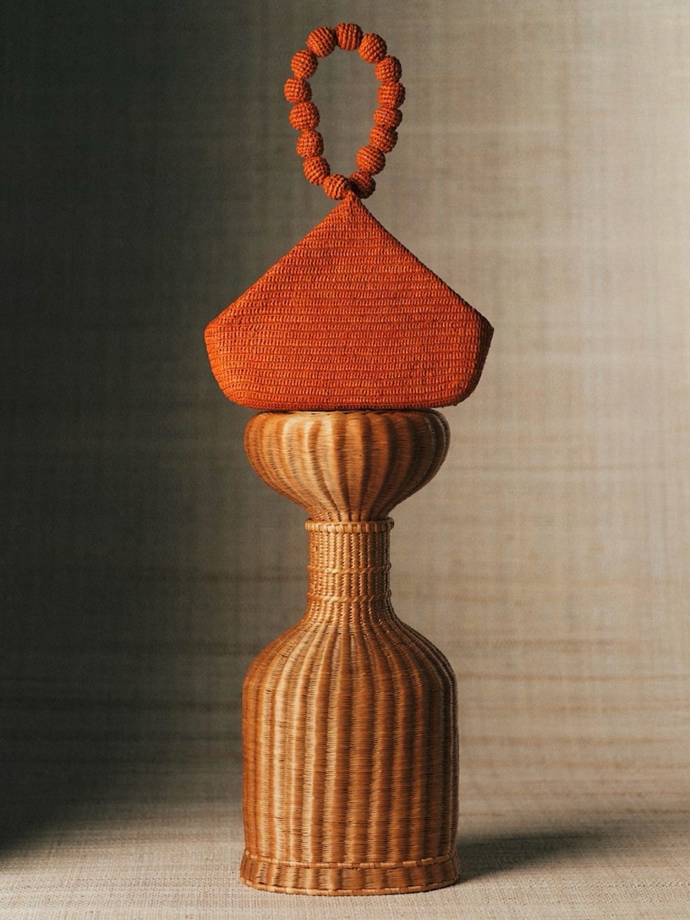Sezane Brigitte Clutch Bag Orange Raffia
